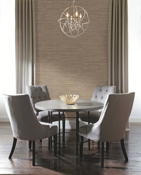 Lustrous Grasscloth Beige Wallpaper