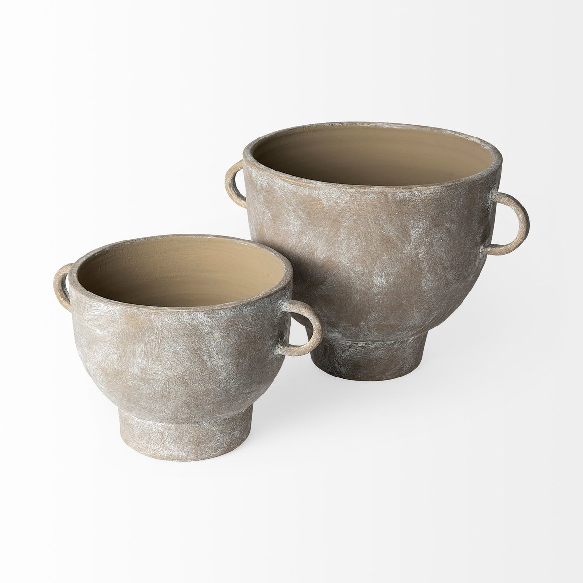 Deya Small Rustic Brown Ceramic Vase, by Mercana, 11.02" length x 8.46" width x 7.09" height View 6