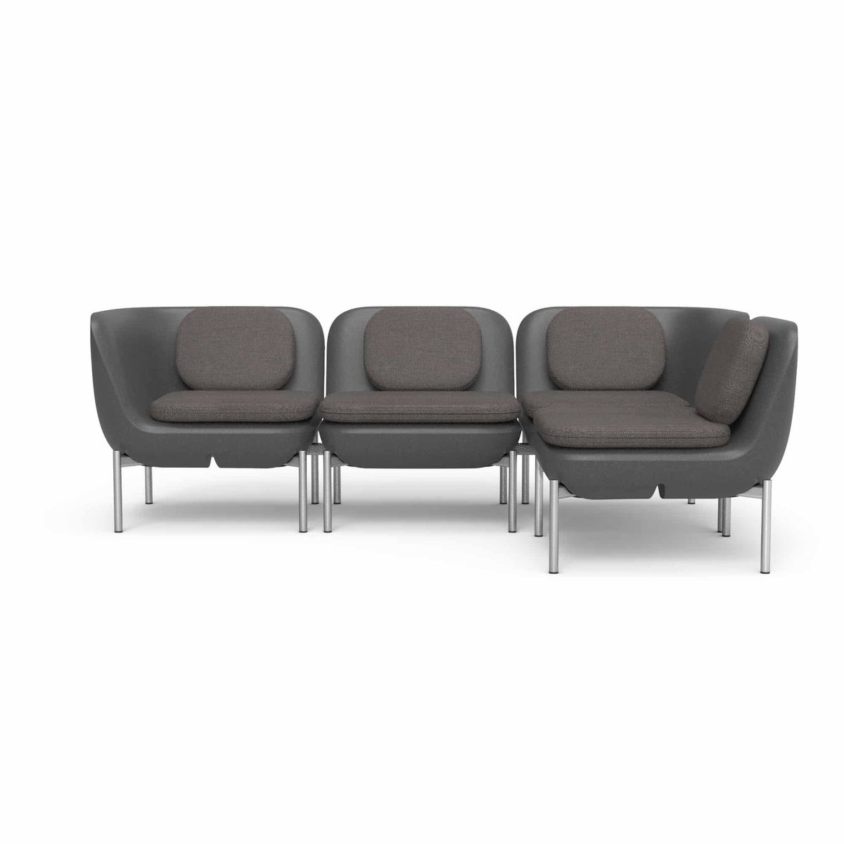 Inou Elements Modular Four-seater Sectional Sofa, Outdoor Furniture by Crescent Garden, 6'9.3" width x 2'2.4" height x 4'5.3" depth View 1