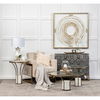 Jacinta 36' Round Glass Top Metal and Marble Pedestal Coffee Table thumbnail 1