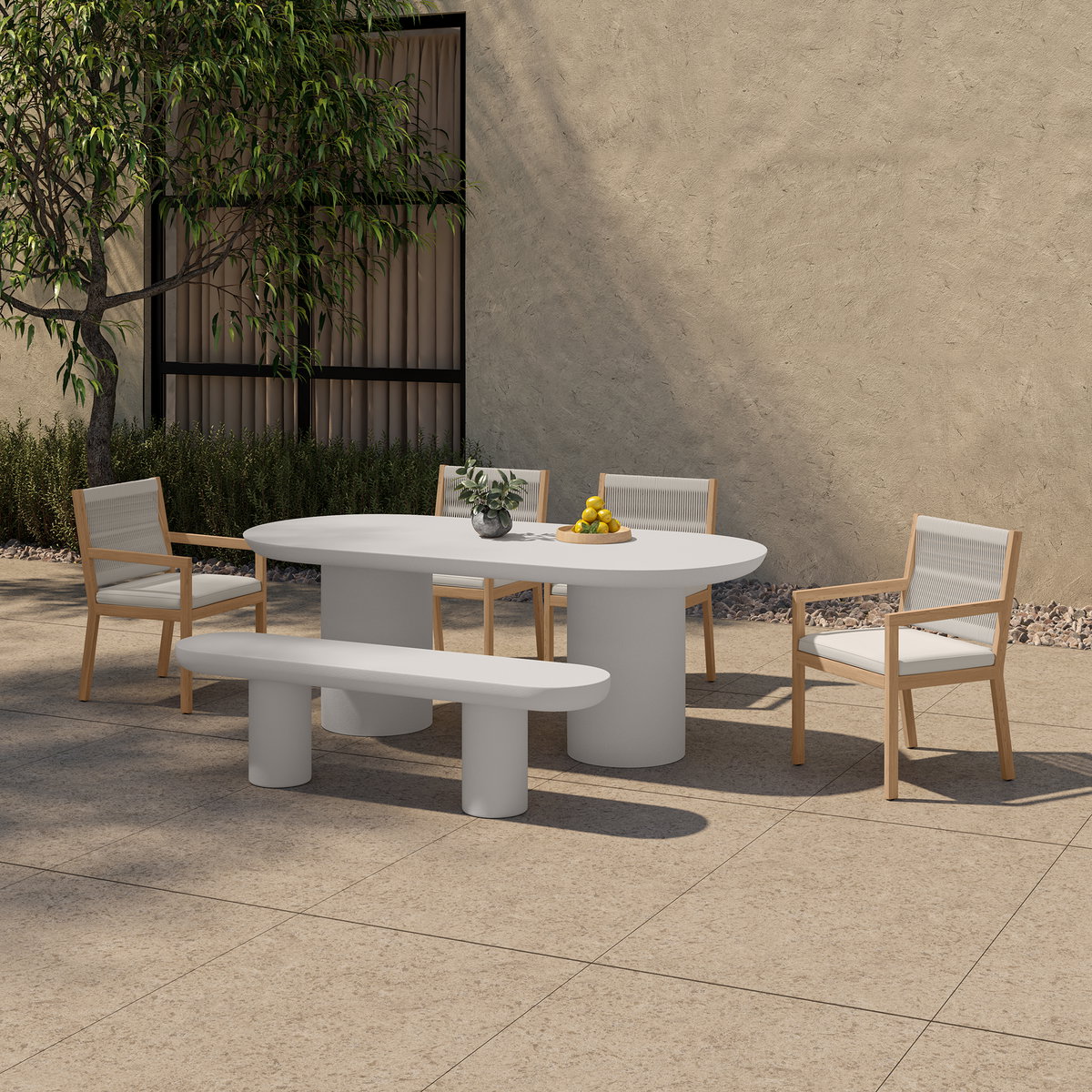 Rocca Dining Table Cream, by Moe's Home, 82.68" width x 30.12" height x 39.37" depth View 8