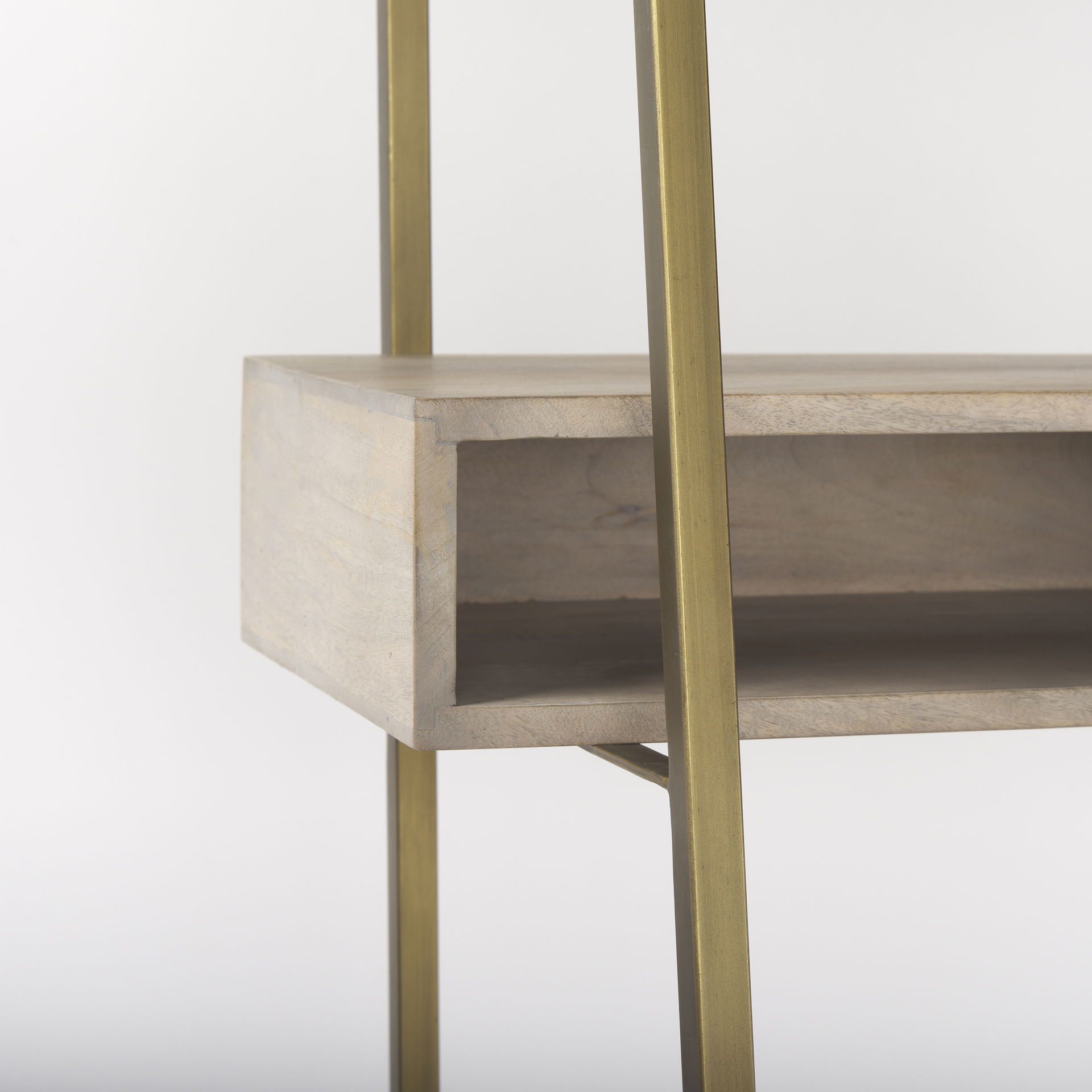 Cordell  42.0L x 25.0W x 78.0H Light Brown Wood with Gold Metal Office Desk, by Mercana, 41.5" length x 24.5" width x 78.5" height View 7