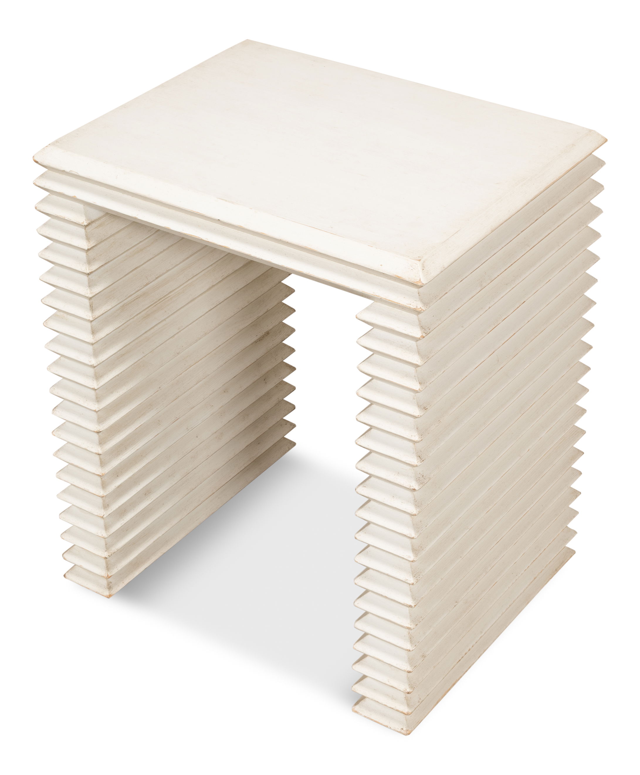 Stacked Side Table, Antique White, Side & End Table by Sarreid, 20" length x 16" width x 24" height View 4