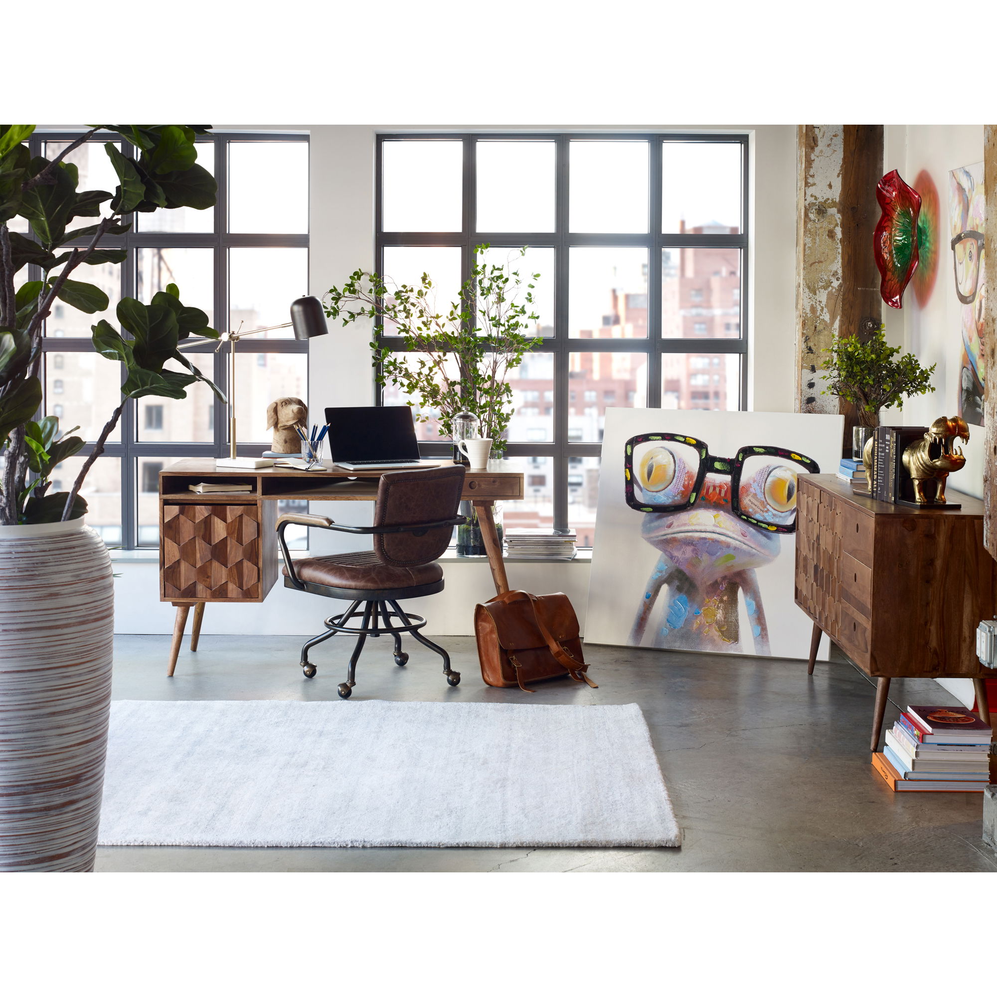 O2 Desk Natural, by Moe's Home, 53.5" width x 30" height x 21.5" depth View 10