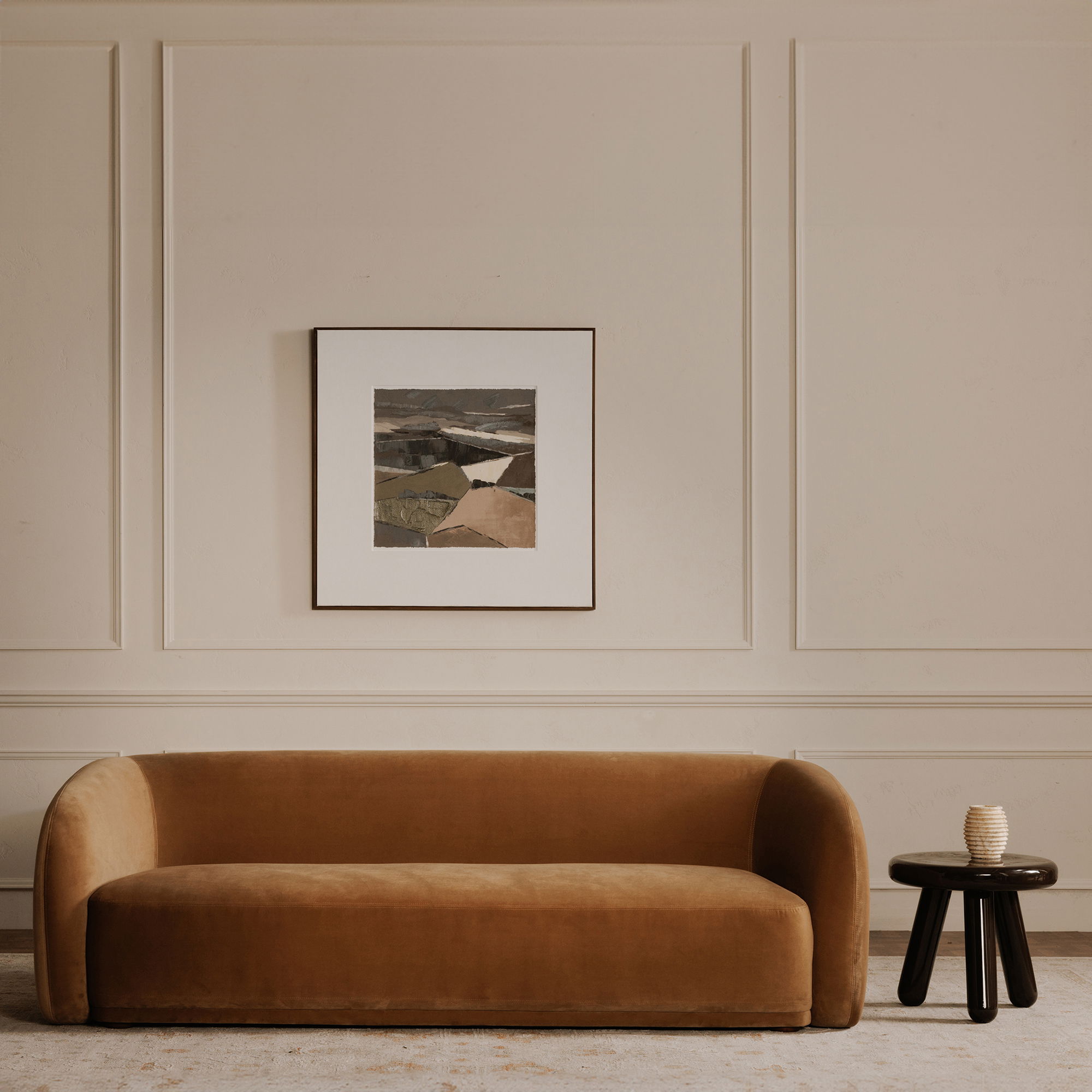 Faye Sofa Tan Faux Mohair large image 