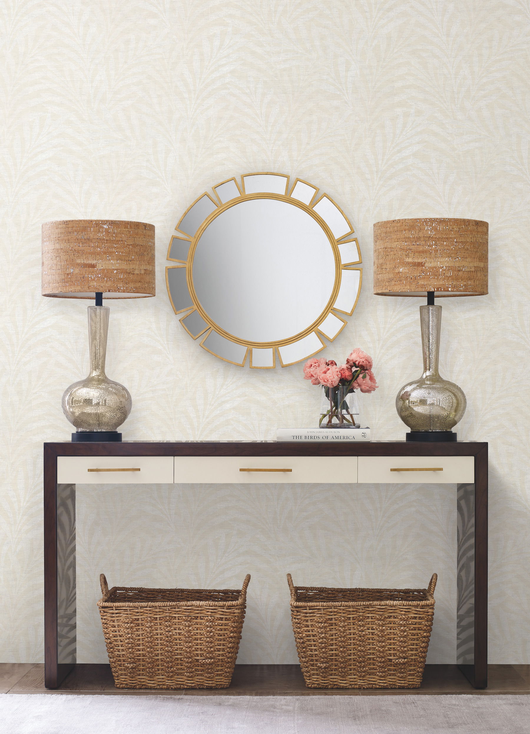 Tea Leaves Stripe Neutral Wallpaper, by York Wall, 27' length x 2'3" width x 0.02" depth View 2