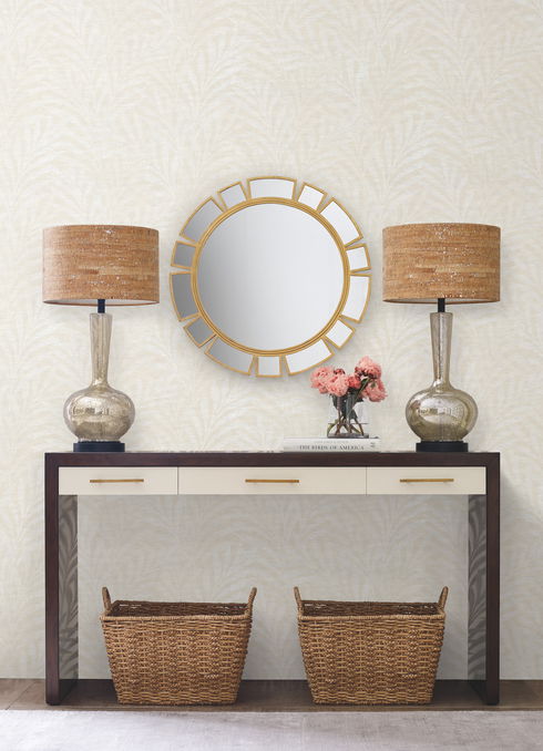 Tea Leaves Stripe Neutral Wallpaper