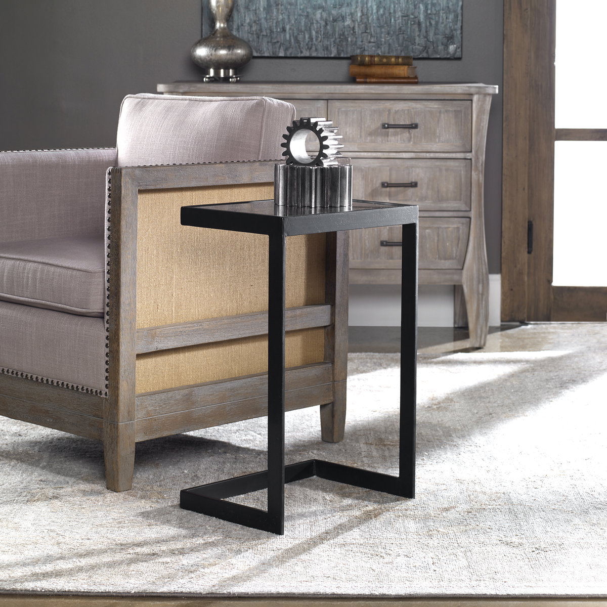Windell Cantilever Accent Table, Side & End Table by Uttermost, 16.5" width x 25.5" height x 12.25" depth View 2