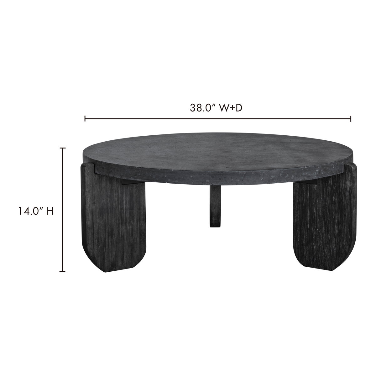 Wunder Coffee Table Black, by Moe's Home, 36.5" width x 13.75" height x 36.5" depth View 9