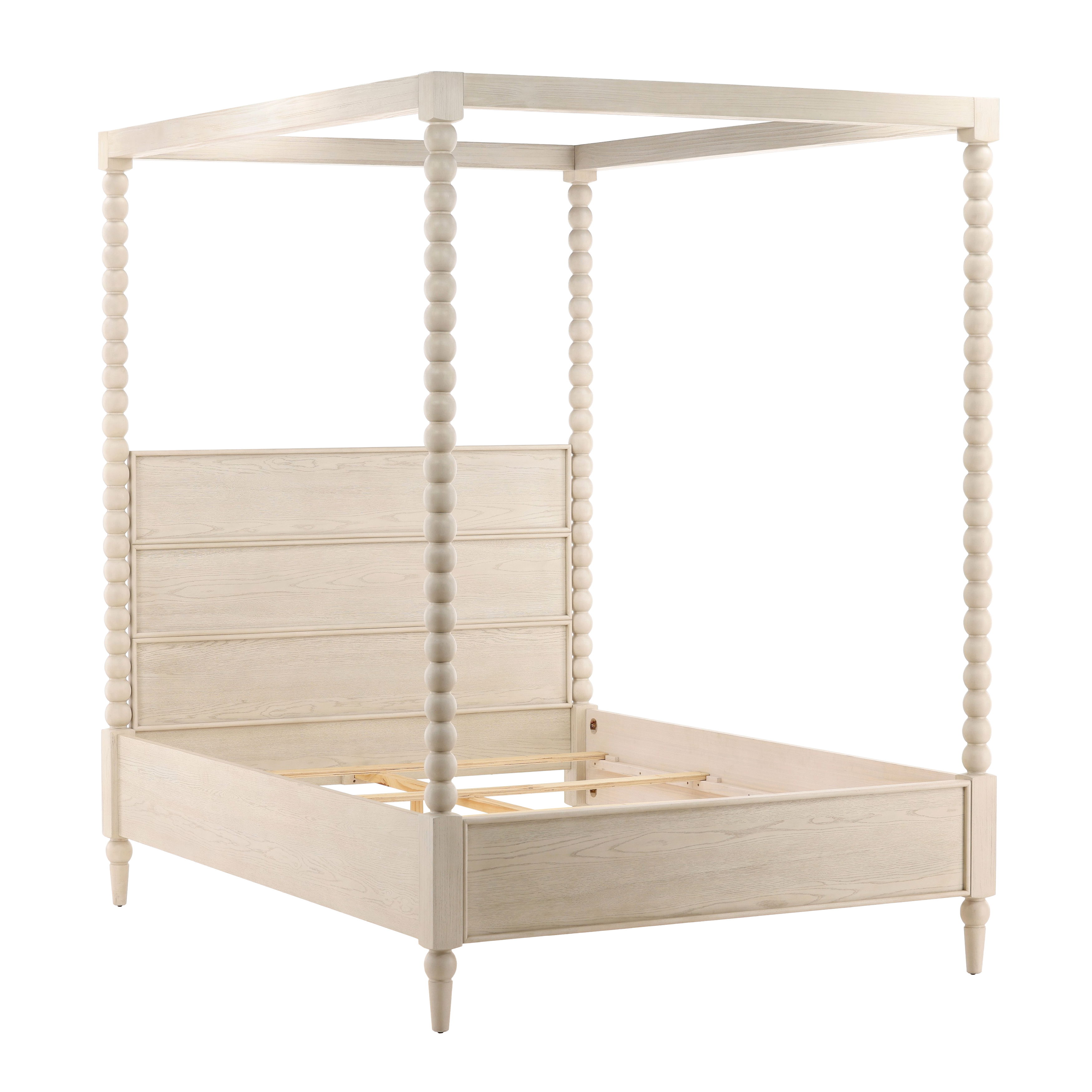 Marcellina Bed Queen Whitewash, by Dovetail, 64.5" width x 90" height x 87.3" depth View 4