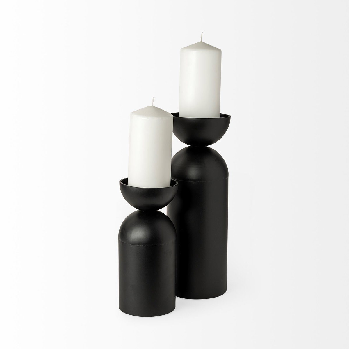 Alex Large Black Metal Cylindrical  Table Candle Holder, Candles & Candle Holder by Mercana, 4.53" length x 4.53" width x 13.39" height View 6