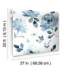 Watercolor Blooms Blue Peel & Stick Wallpaper, by York Wall, 20' length x 2'3" width x 0.02" depth thumbnail 7