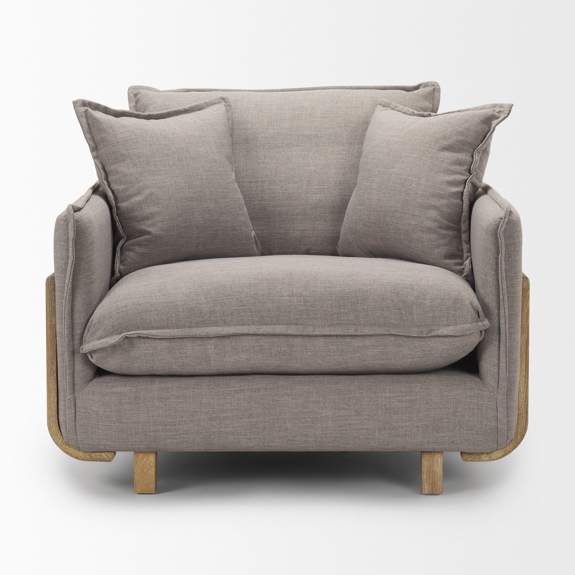 Roy II Flint Gray Upholstered and Brown Wood Frame Arm Chair large image 