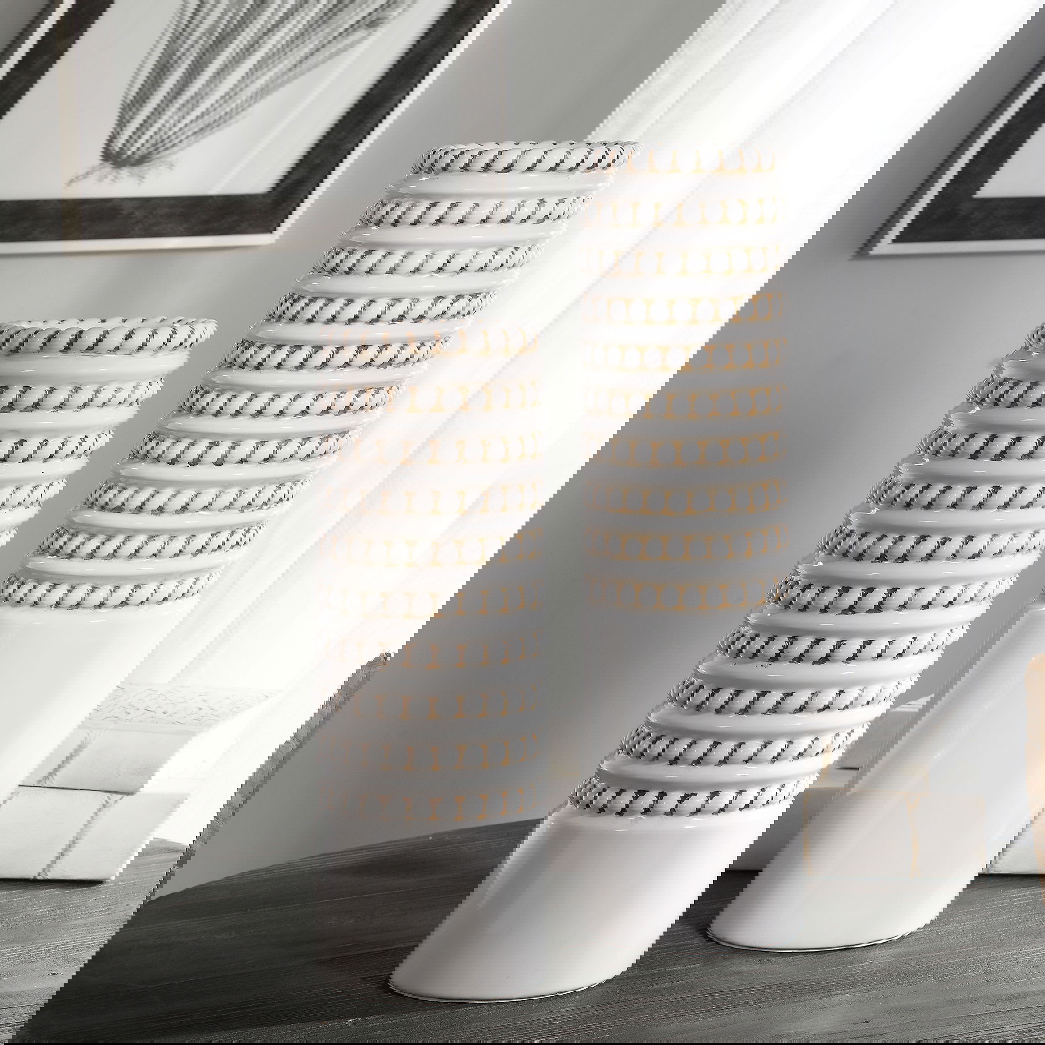 Angelou White Vases Set/2, Decorative by Uttermost, 5" width x 18.25" height x 5" depth View 4