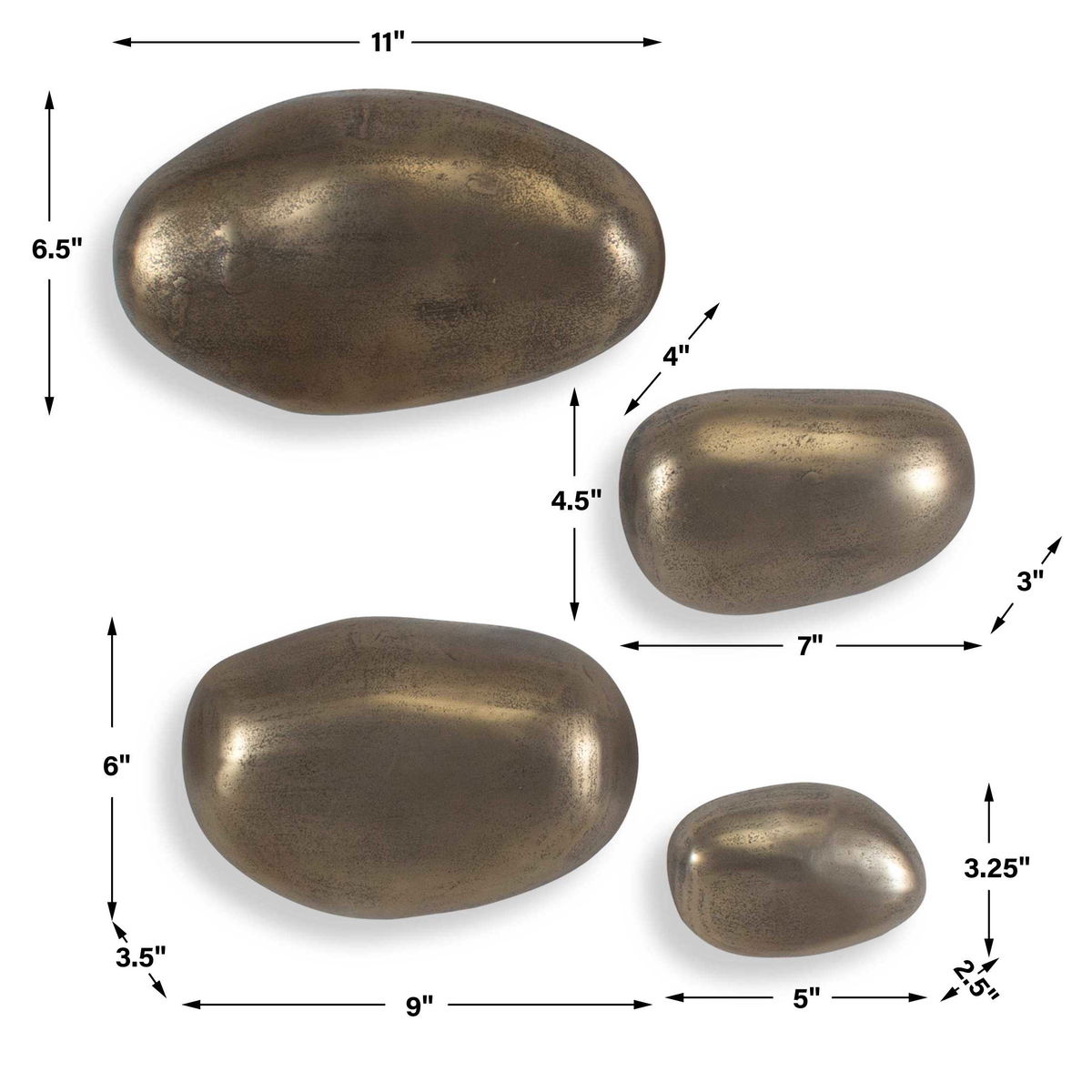 Set In Stone Brass Outdoor Wall Art Set/4, by Uttermost, 11" width x 4" height x 6.5" depth View 2