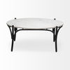 Etienne 36' Round White Marble Top Black Metal Base Coffee Table thumbnail 3