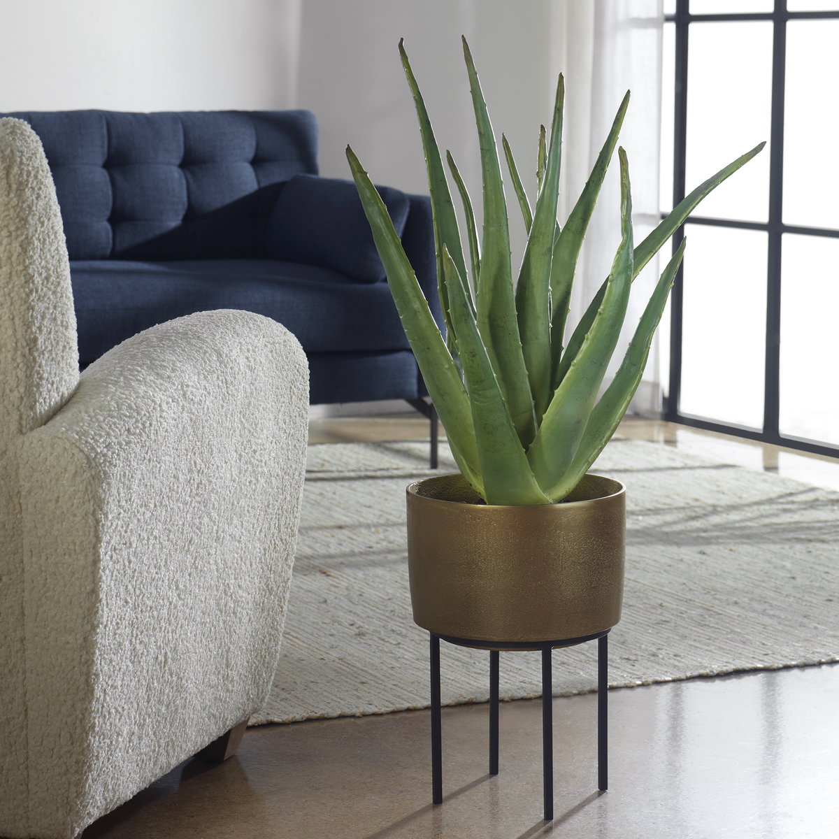 Arabia Aloe Planter, Artificial Plants & Flower by Uttermost, 19.7" width x 37" height x 19.7" depth View 2