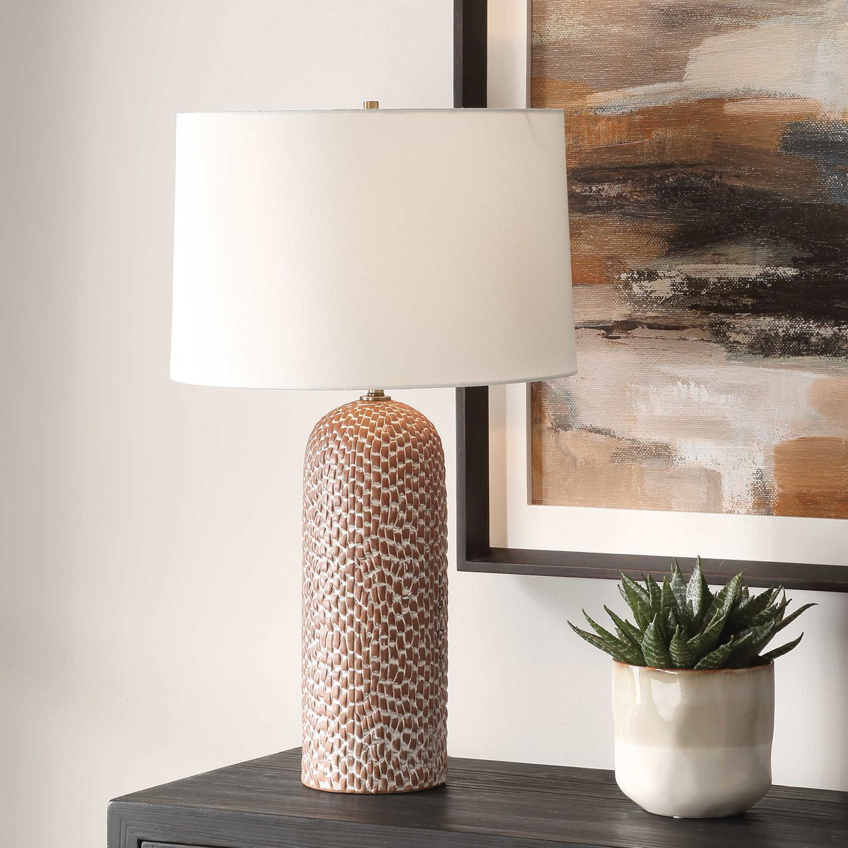 Maclura Brown Table Lamp, by Uttermost, 17" width x 28" height x 17" depth View 2