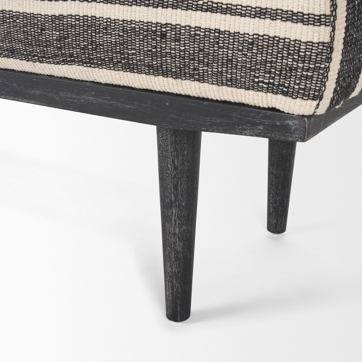 Shae Black Wood with Black and Cream Upholstered Bench, Benche by Mercana, 56.5" length x 18" width x 18.5" height View 10
