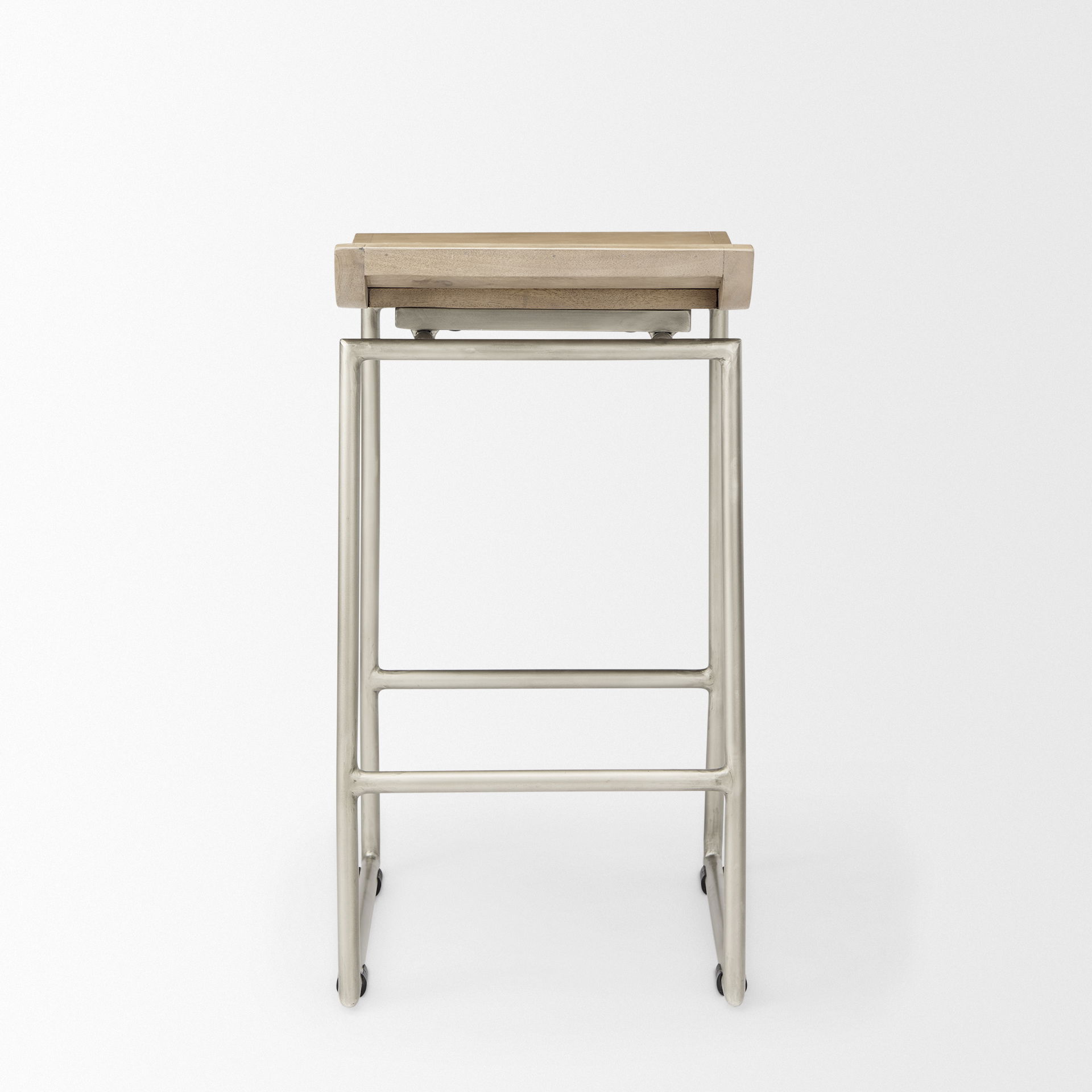 Givens 14.0L x 15.8W x 25.8H Brown Wood with Silver Metal Frame Counterstool large image 