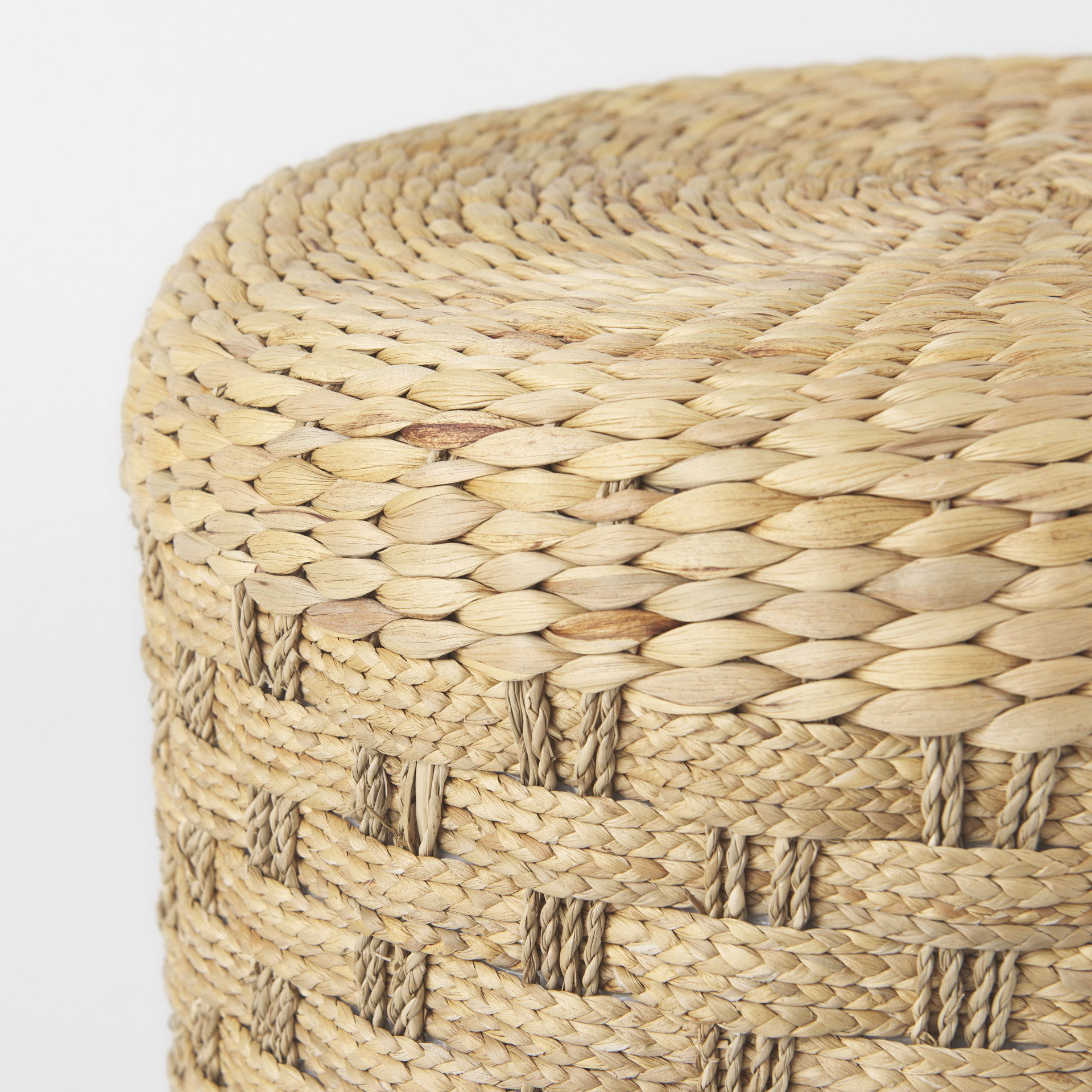 Michelle  Light Brown Woven Seagrass Round Pouf, Ottoman by Mercana, 17.72" length x 17.72" width x 17.72" height View 5