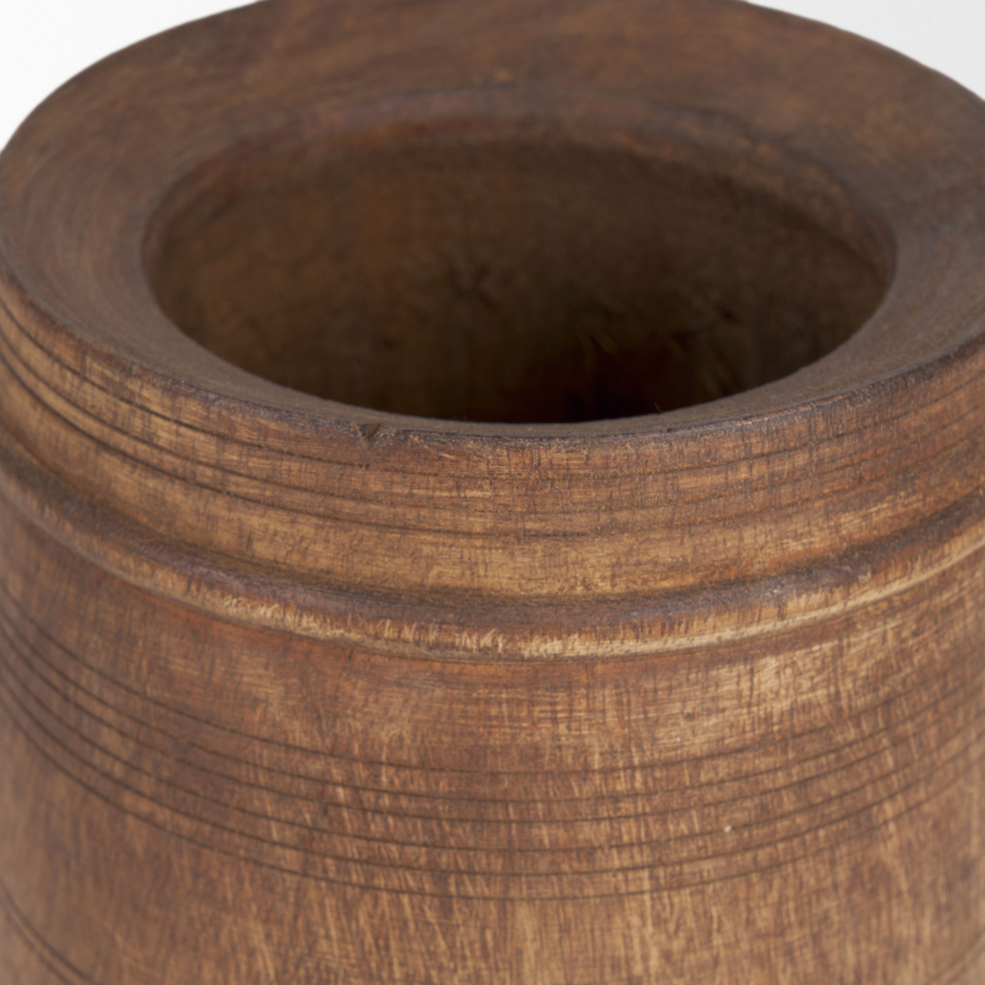 Porta Small Medium Brown Reclaimed Wooden Pot, Vase by Mercana, 4.75" length x 4.75" width x 9" height View 5