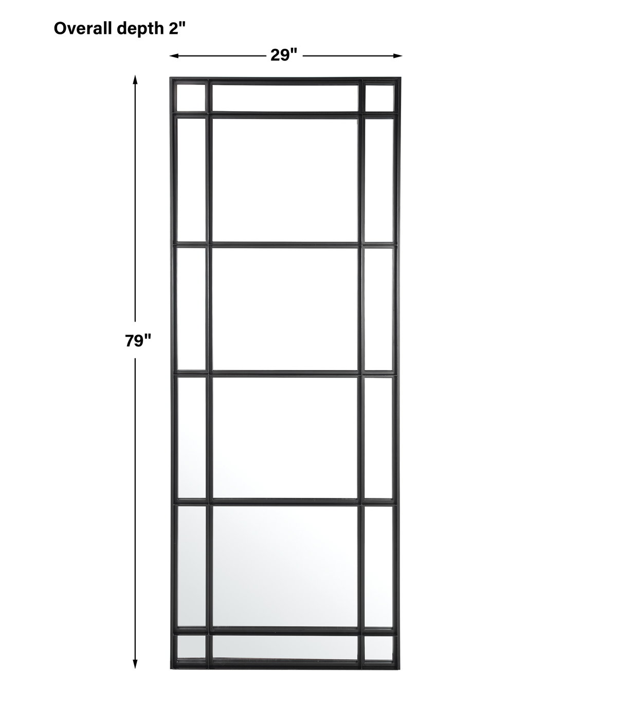 Atticus Large Rectangular Mirror, by Uttermost, 2'5" width x 6'7" height x 2" depth View 3