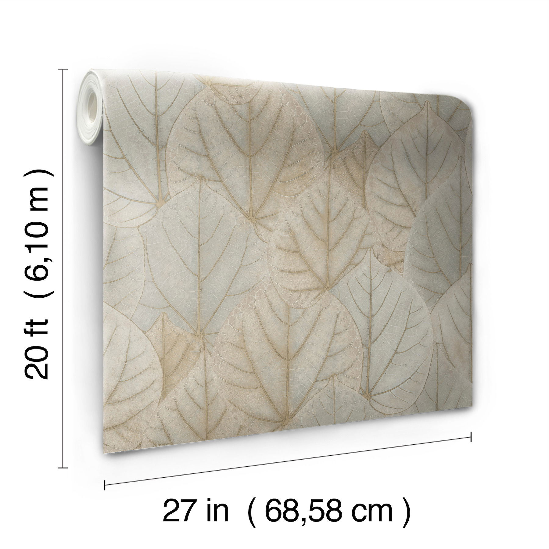Leaf Concerto Warm Taupe Peel & Stick Wallpaper large image 