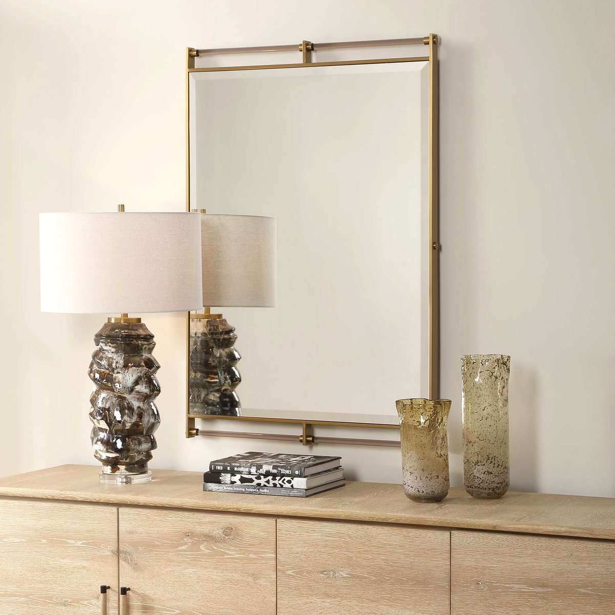 Ripoll Antique Brass Mirror, by Uttermost, 31.25" width x 45.75" height x 1.62" depth View 3