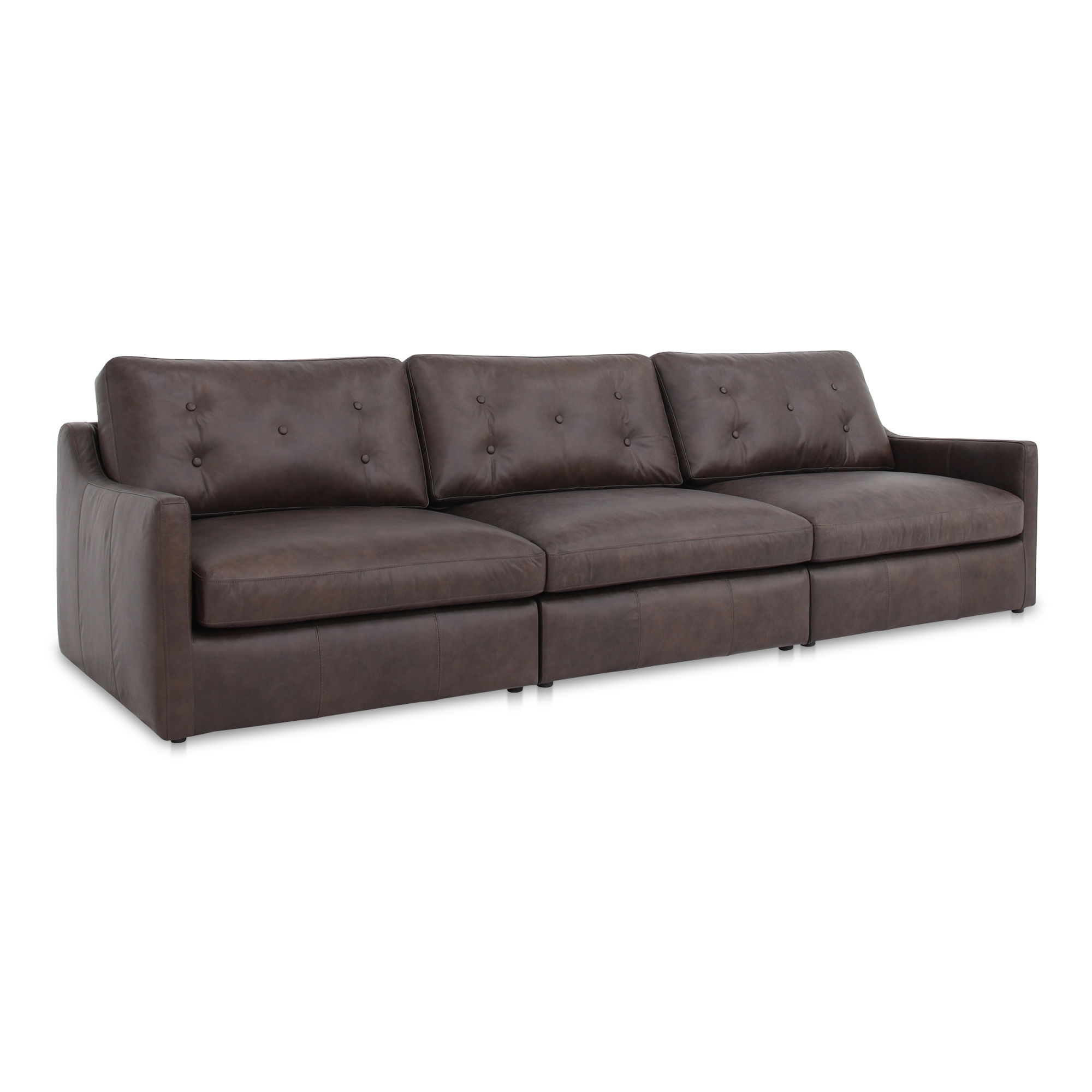 Thurlow Modular Sofa Espresso Brown Leather, Sectional Sofa by Moe's Home, 124.2" width x 33" height x 39" depth View 2