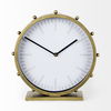 Marian  Gold Metal with Studs Round Table Clock, by Mercana, 11.02" length x 3.15" width x 11.02" height thumbnail 6