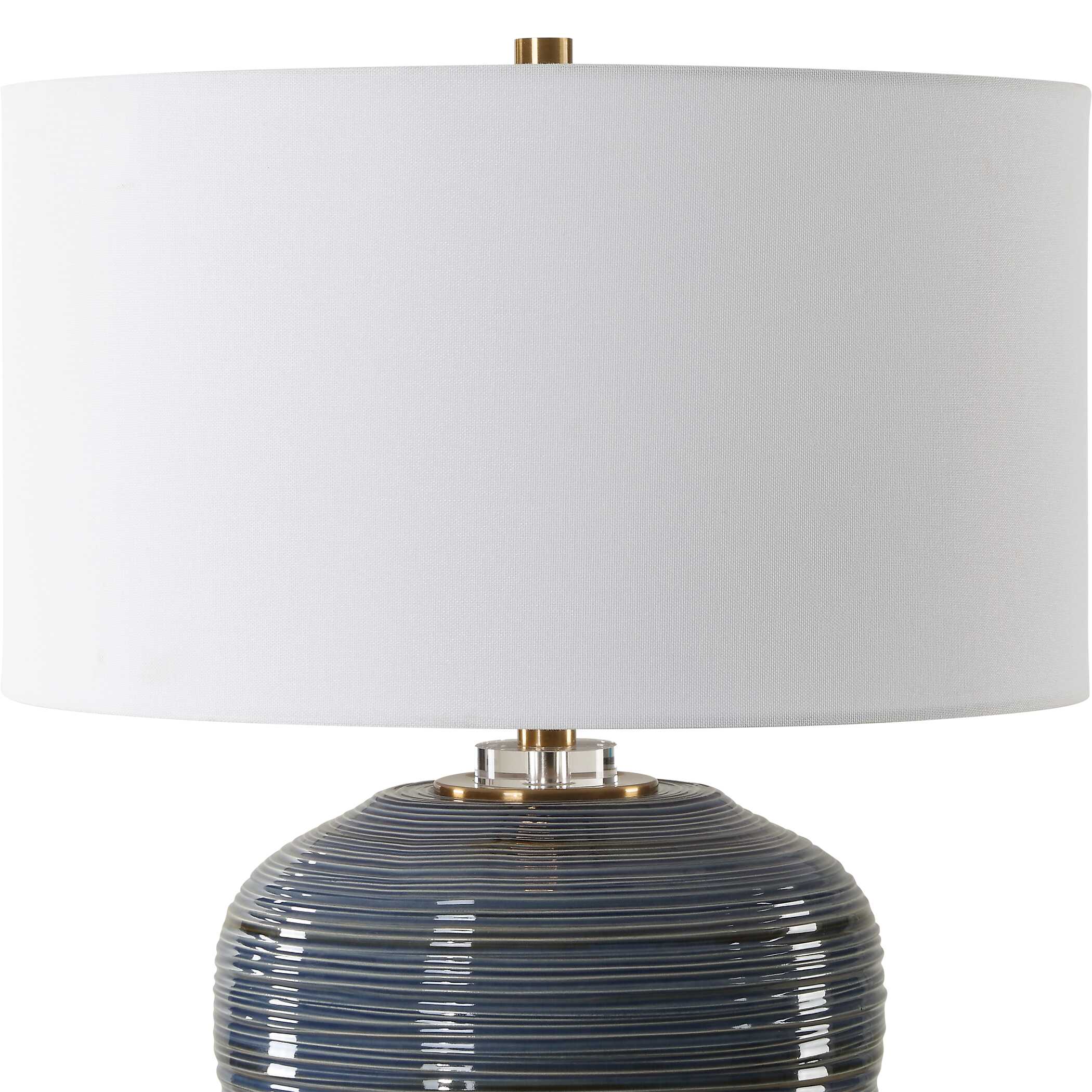 Moher Glossy Blue Table Lamp, by Uttermost, 18" width x 26" height x 18" depth View 6