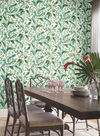 Tropical Love Birds White & Aqua Wallpaper thumbnail 1