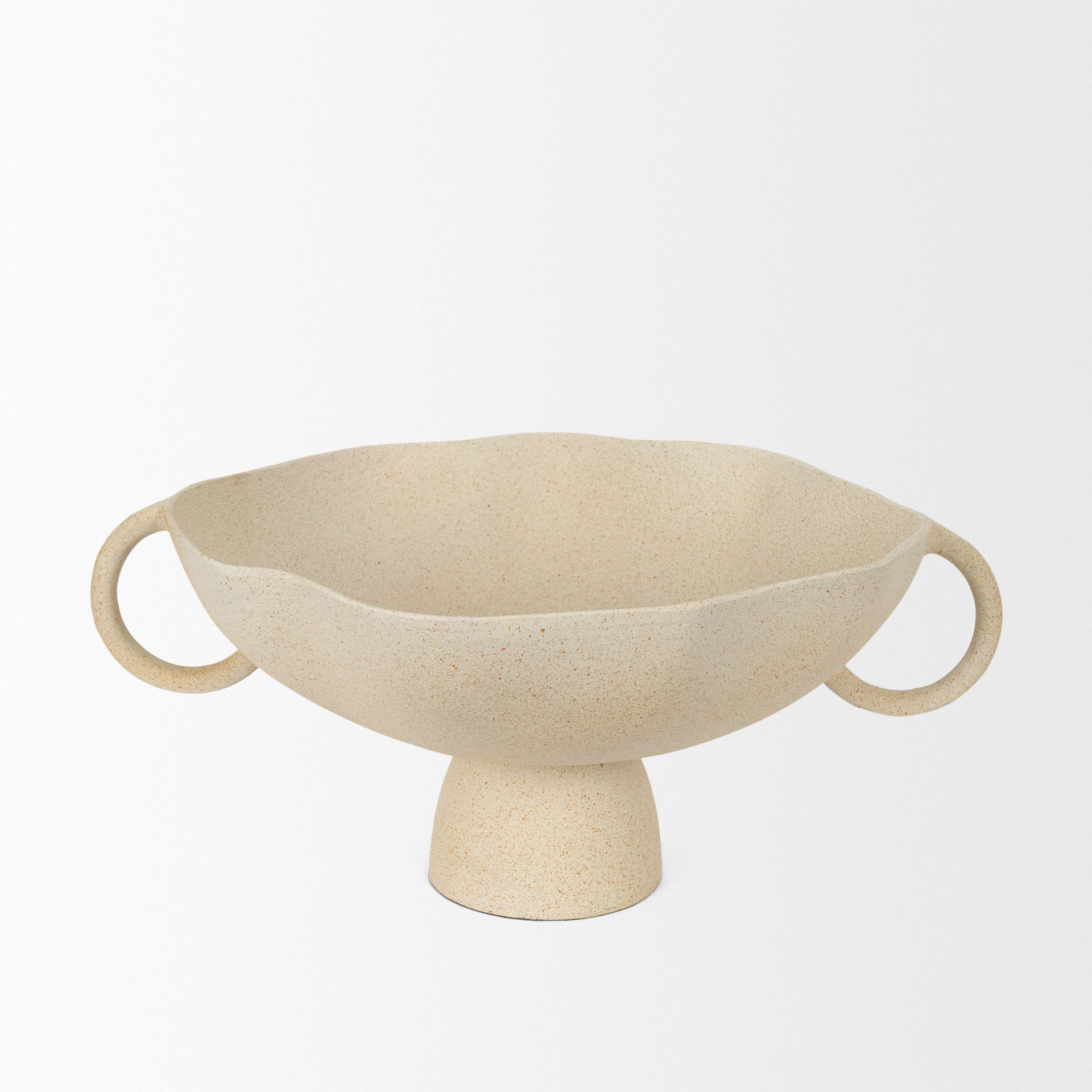 Radka Beige Textured Large Metal Decorative Bowl, by Mercana, 19.69" length x 15.75" width x 8.25" height View 4