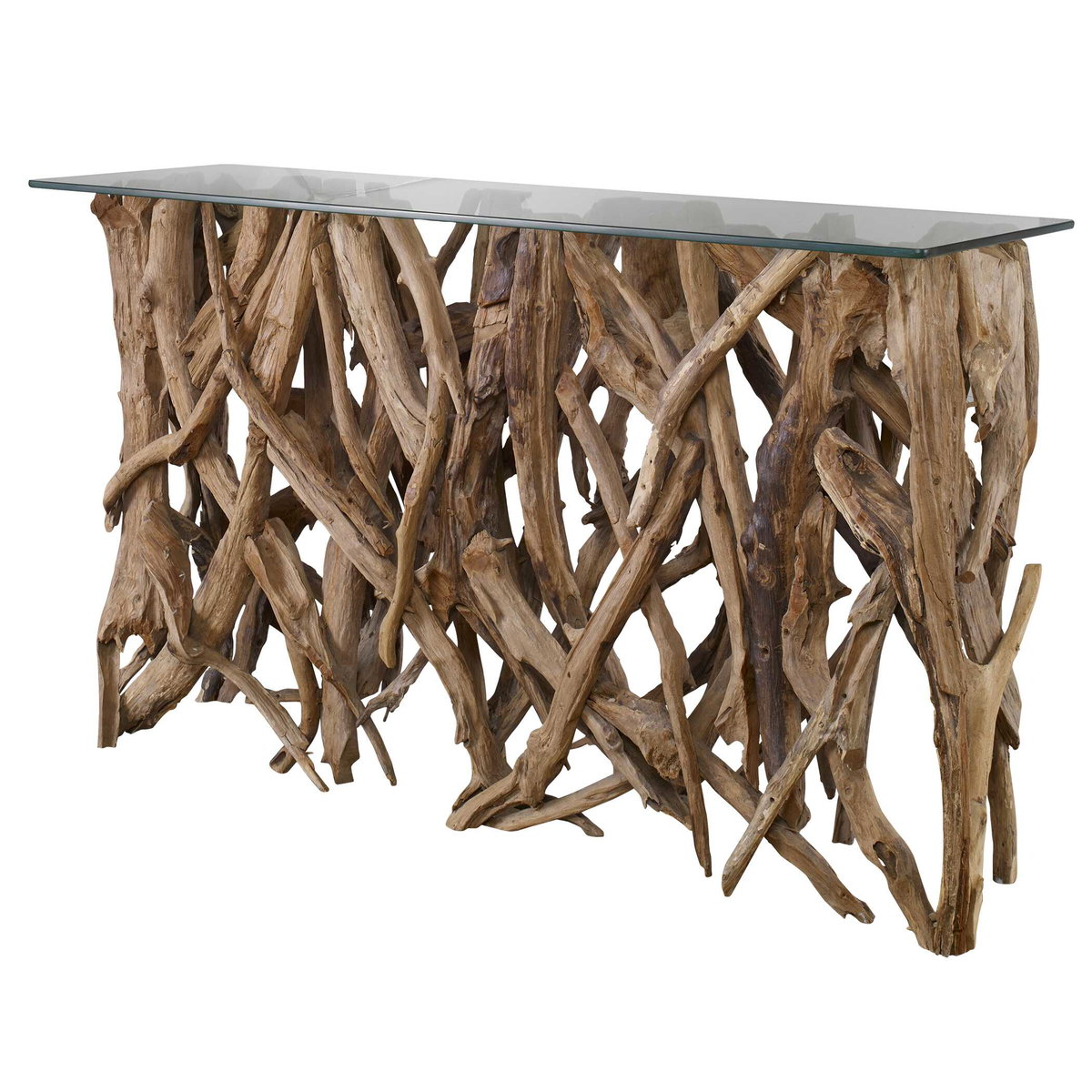 Teak Wood Console, Console Table by Uttermost, 59" width x 34.6" height x 17.72" depth View 6
