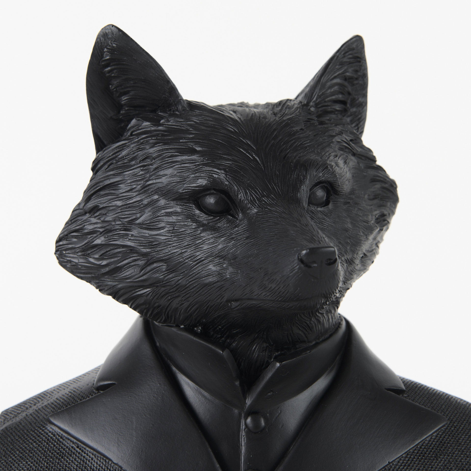 Murray  Black Painted Resin Fox in a Suit Bust large image 