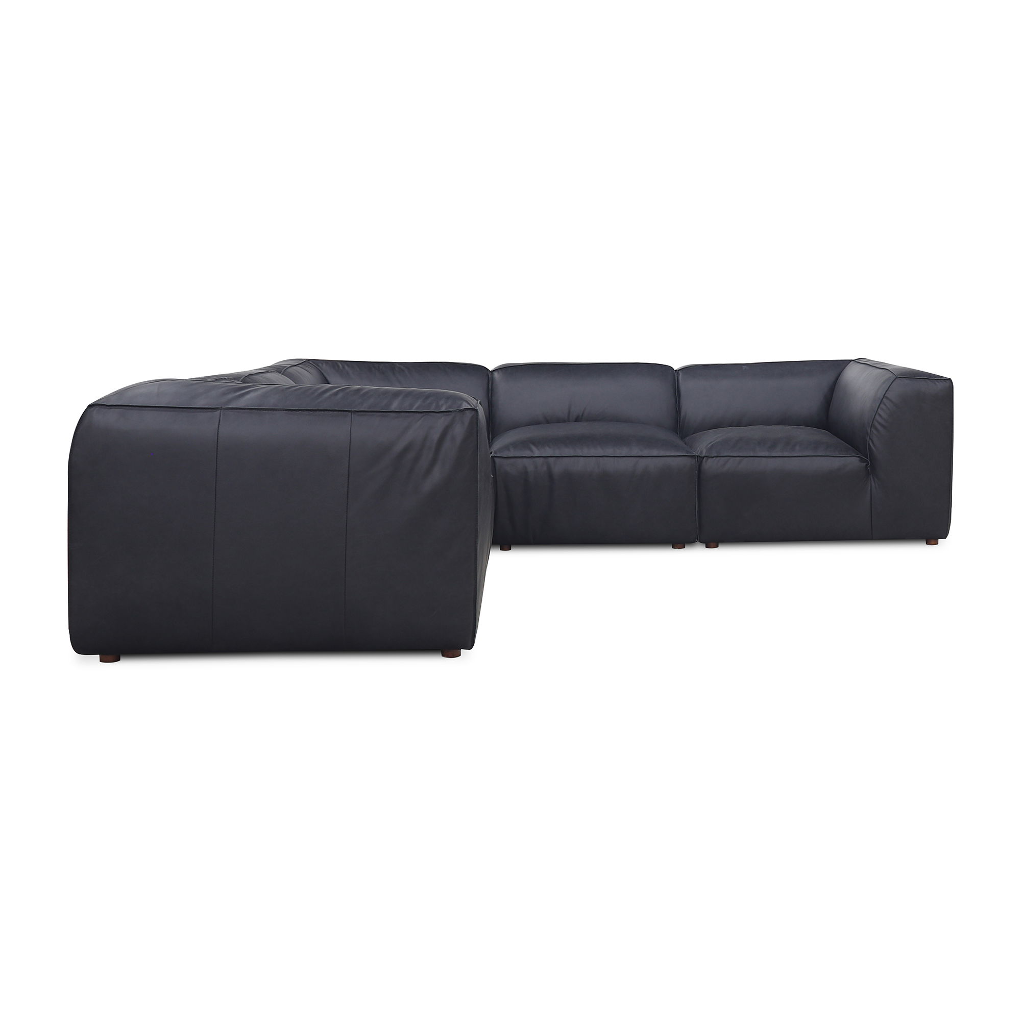 Form Classic L-shaped Modular Sectional Vantage Black Leather, Sectional Sofa by Moe's Home, 112" width x 26" height x 112" depth View 1