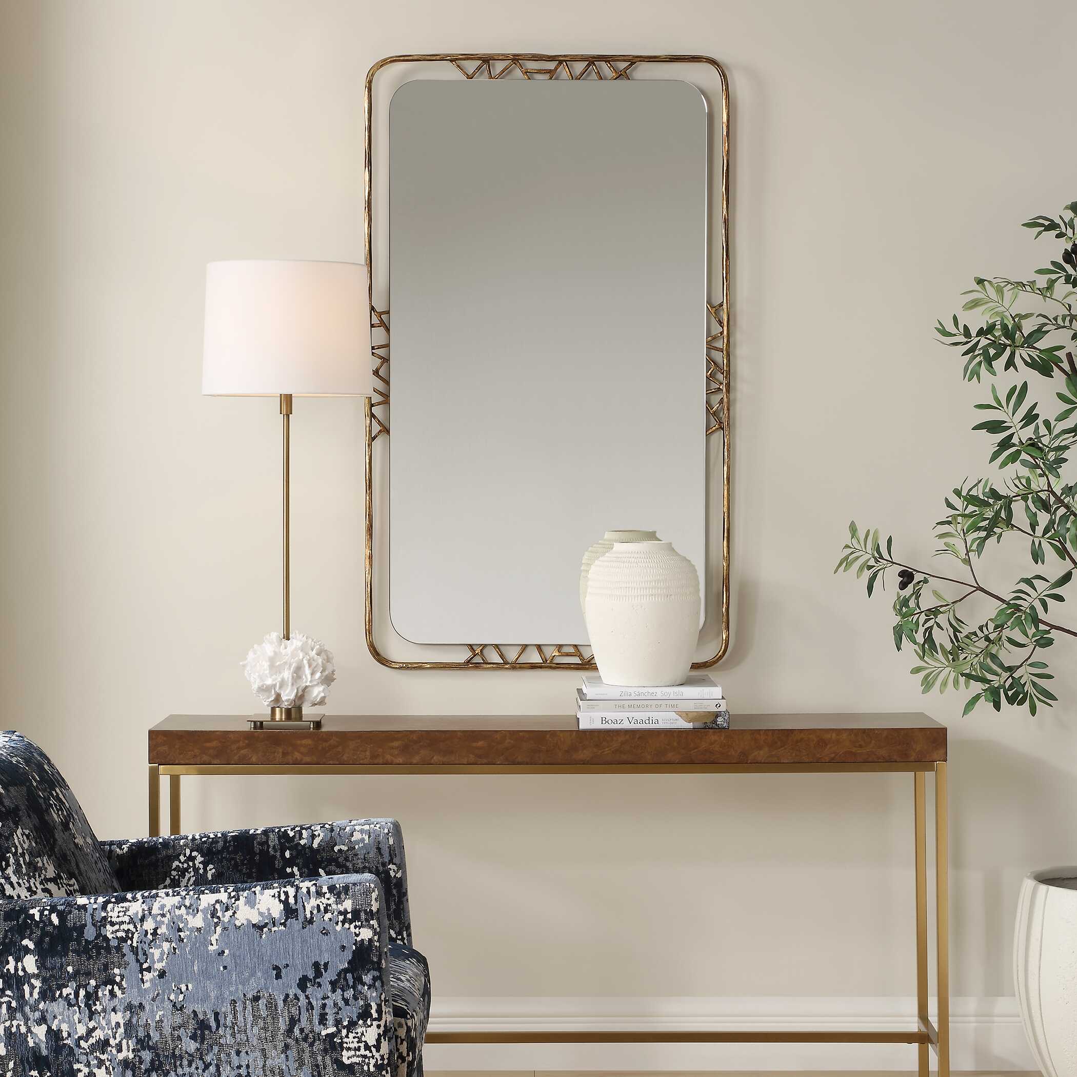 Tahoma Antiqued Gold Mirror large image 