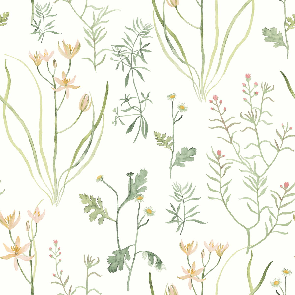 Alpine Botanical Peach Peel & Stick Wallpaper, by York Wall, 20' length x 1'8.5" width x 0.02" depth