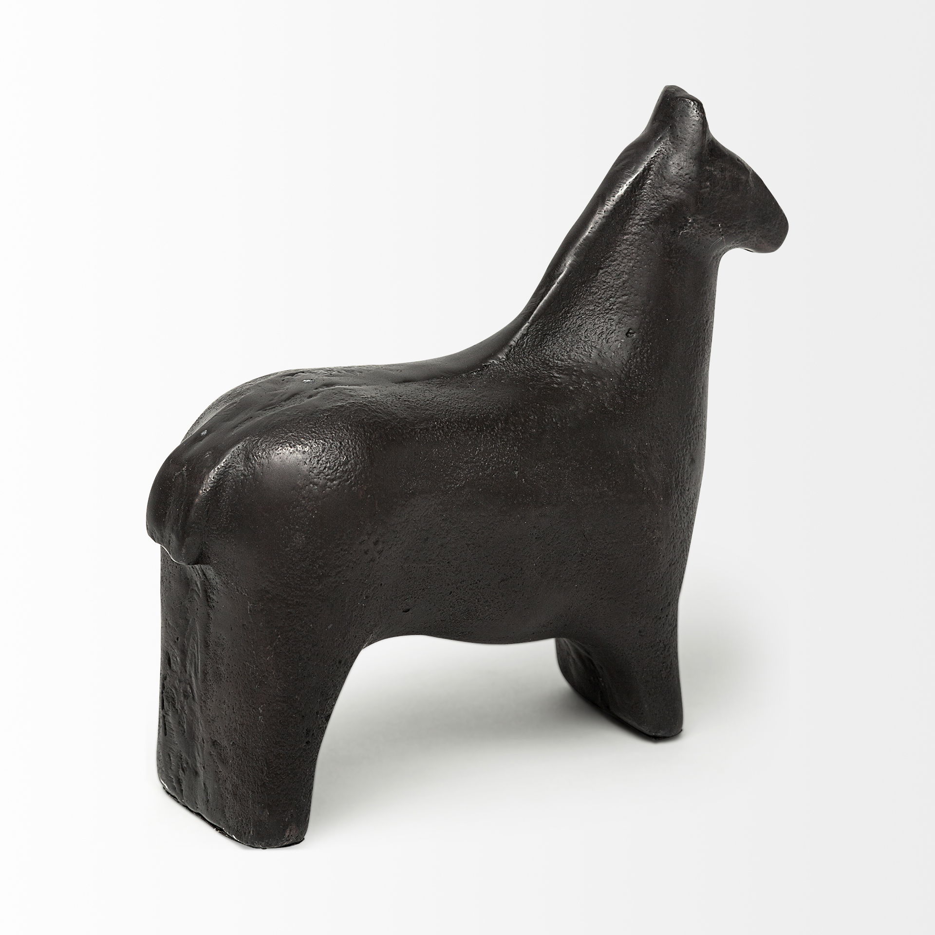 Sphynx II 7L x 2W Black Cast Aluminum Horse Shaped Object, Decorative Object by Mercana, 7" length x 2.25" width x 6" height View 7