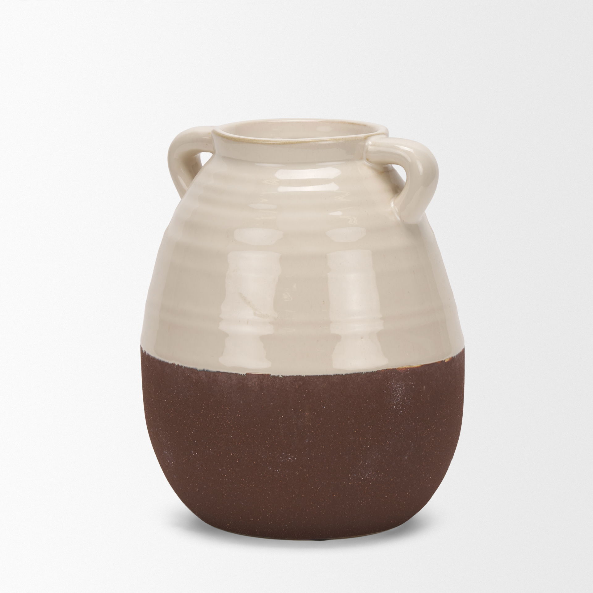 Tryna Small Beige with Matte Brown Ceramic Vase large image 