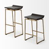 Givens 24.25'H Brown Wood Seat Gold Metal Frame Stool, Counter & Bar Stool by Mercana, 14" length x 15.8" width x 26" height thumbnail 10