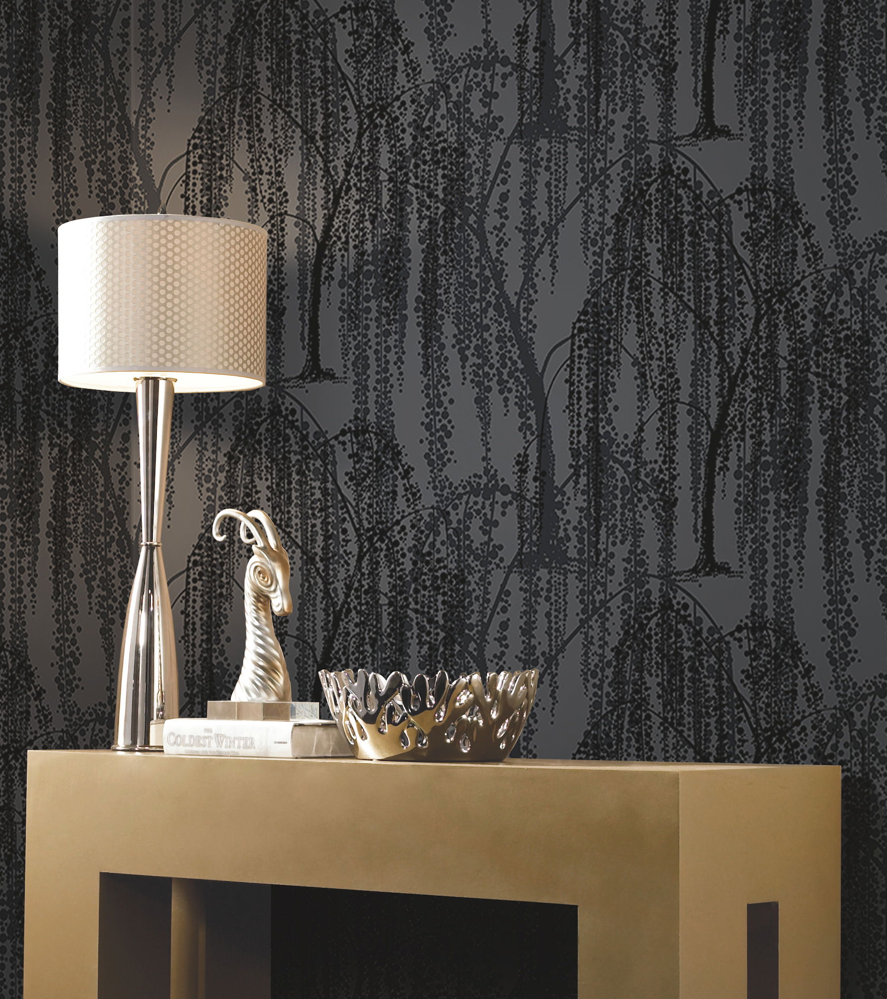 Willow Glow Grey Wallpaper large image 