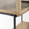 Arelius 36L x 18.75W x 63H Light Brown Wood with Black Metal Base Display Cabinet thumbnail 11