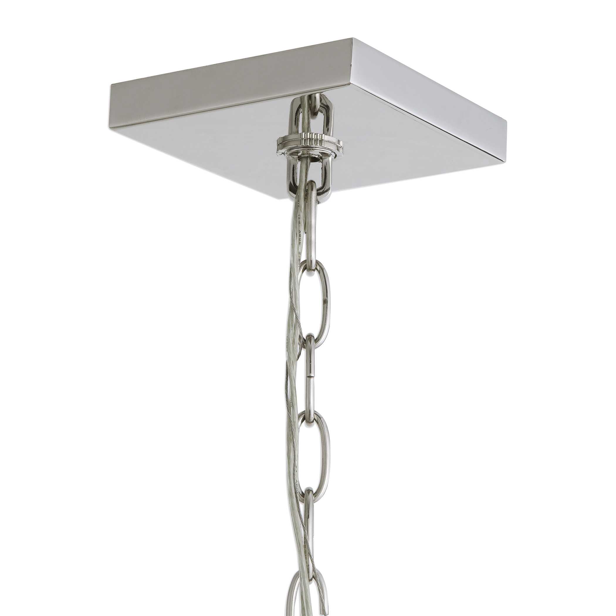 Euclid 6 Light Nickel Cube Pendant, Ceiling Light by Uttermost, 26" width x 30.25" height x 26" diameter x 26" depth View 5