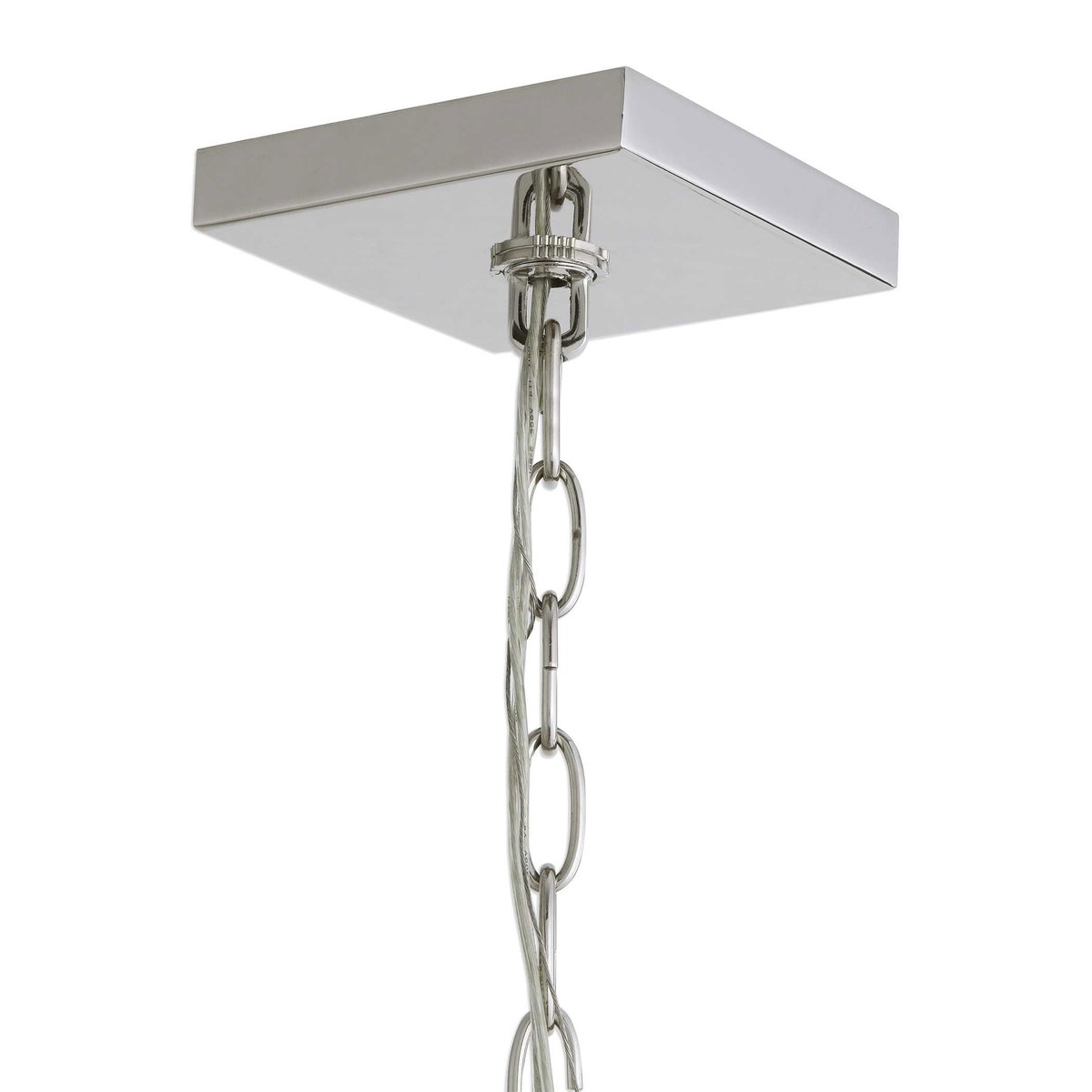 Euclid 6 Light Nickel Cube Pendant, Ceiling Light by Uttermost, 26" width x 30.25" height x 26" diameter x 26" depth View 5