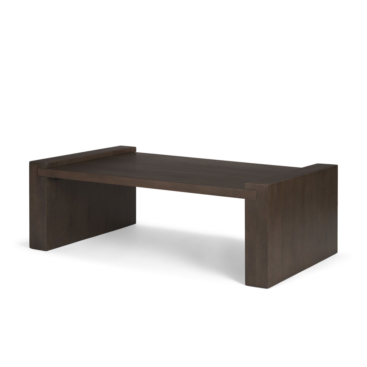 Wesson Dark Brown Wooden Rectangular Coffee Table, by Mercana, 48" length x 28" width x 16" height View 1