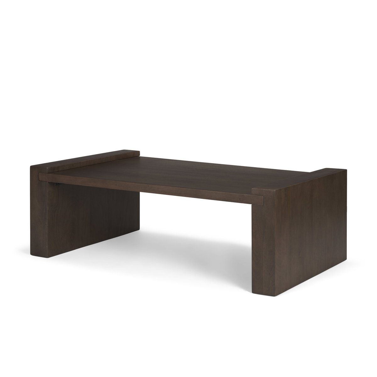 Wesson Dark Brown Wooden Rectangular Coffee Table, by Mercana, 48" length x 28" width x 16" height View 1