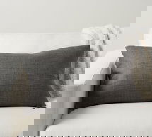 Online Designer Bedroom Belgian Linen Lumbar & Down Feather Insert Bundle, 16" x 26", Charcoal