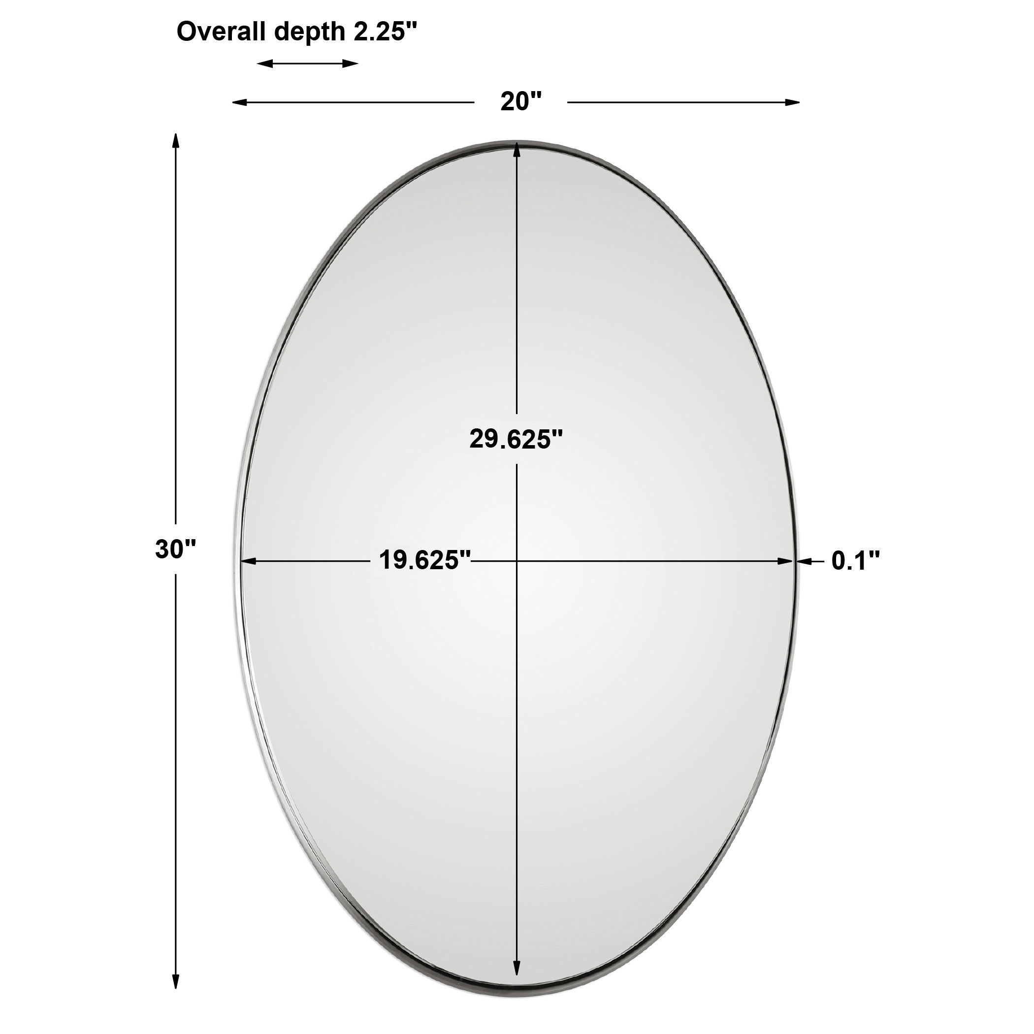 Pursley Brushed Nickel Oval Mirror, by Uttermost, 20" width x 30" height x 2.25" depth View 3